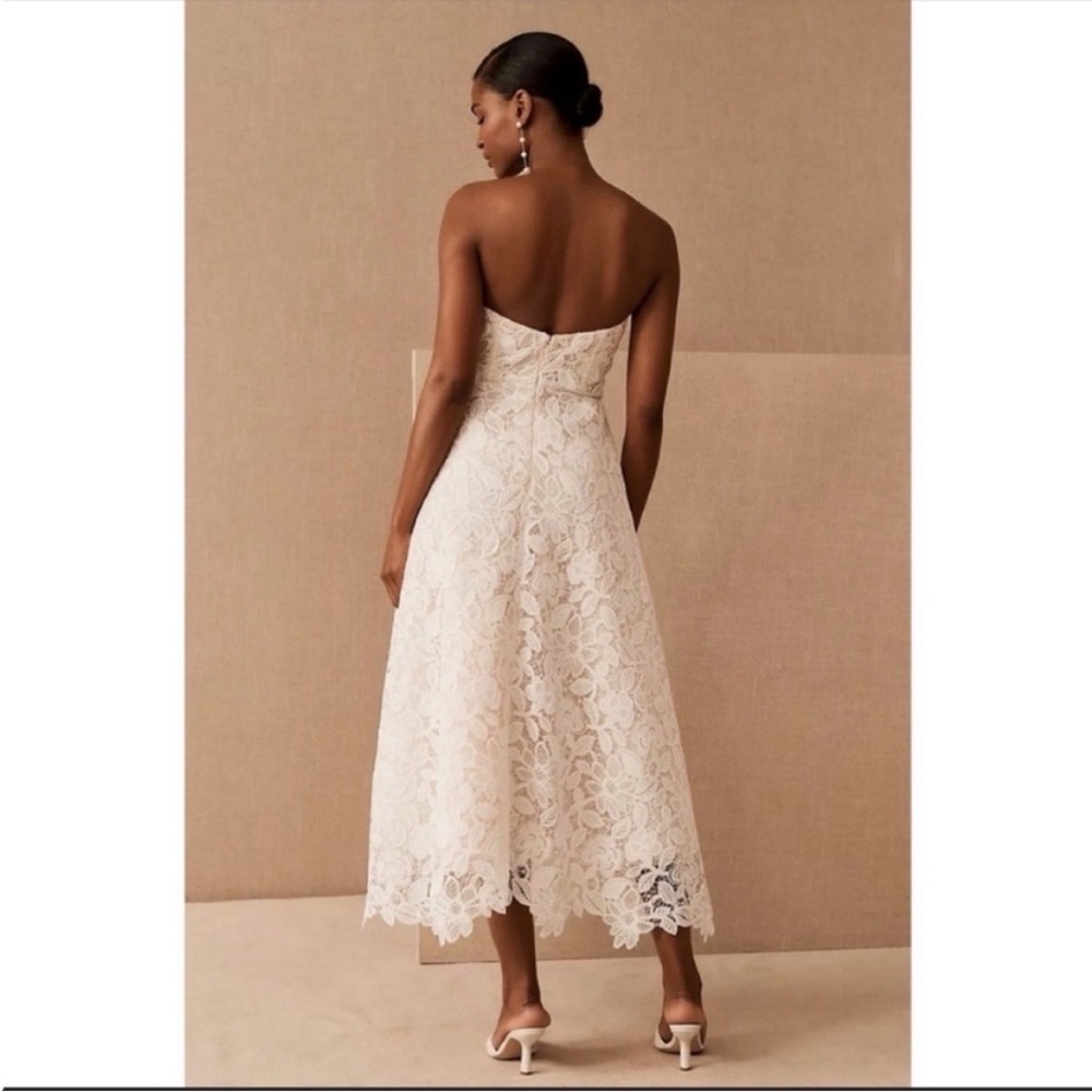 ANTHROPOLOGIE BHLDN Sachin & Babi Tate Midi Dress Floral Lace Strapless Size 2 - Picture 3 of 16